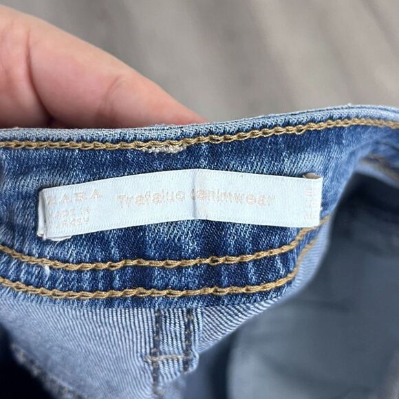 Zara Trafaluc Women Size 4 Embroidered Floral Skinny Leg Cotton Distressed Jeans - Picture 8 of 11